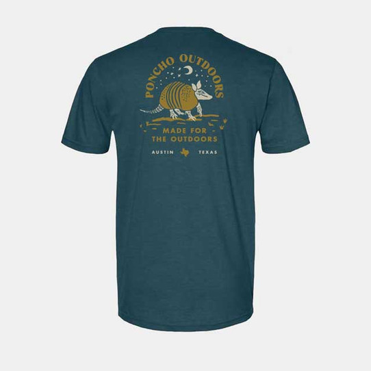 Poncho Outdoors Men's Armadillo Under the Stars Tee in Teal detail view