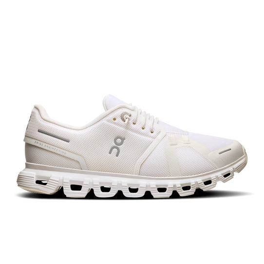 The On Running Women's Cloud 6 Running Shoes in White and White