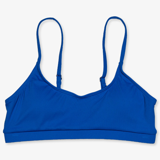 TYLER'S Women's Iris Scoop Neck Bikini Top blue front view