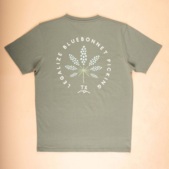 The Texas Hill Country Provisions Men's Legalize Bluebonnet Picking Tee in Sage Green