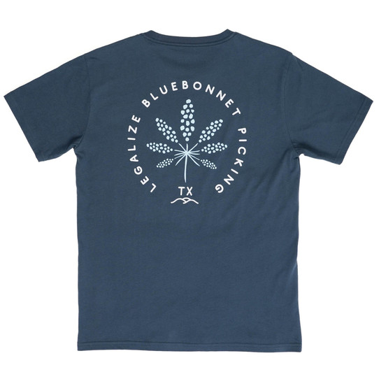 The Texas Hill Country Provisions Men's Legalize Bluebonnet Picking Tee in Weathered Navy