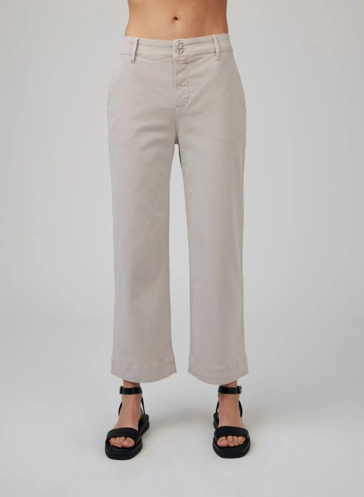 Bella Dahl Women's Saige Wide Leg Crop Pant in Coastal Stone flat lay