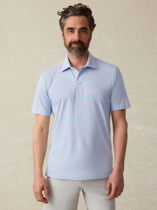 Faherty Men's Movement Polo Blue Stripe detail view