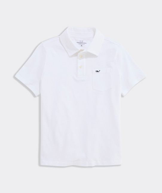 Vineyard Vines Boys' Surf Polo White Cap full length