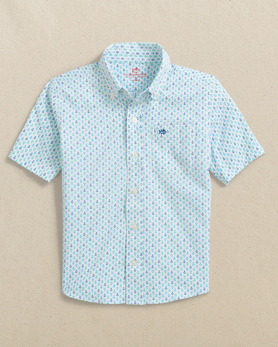 Southern Tide Boys' Anchors Away Sportshirt Light Blue back