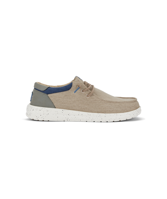 HeyDude Men's Paul Washed Nylon Shoes Doeskin Tan front view
