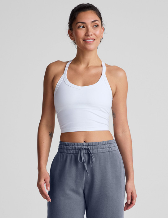 Beyond Yoga Women's Spacedye On The Up Cropped Tank in White side view