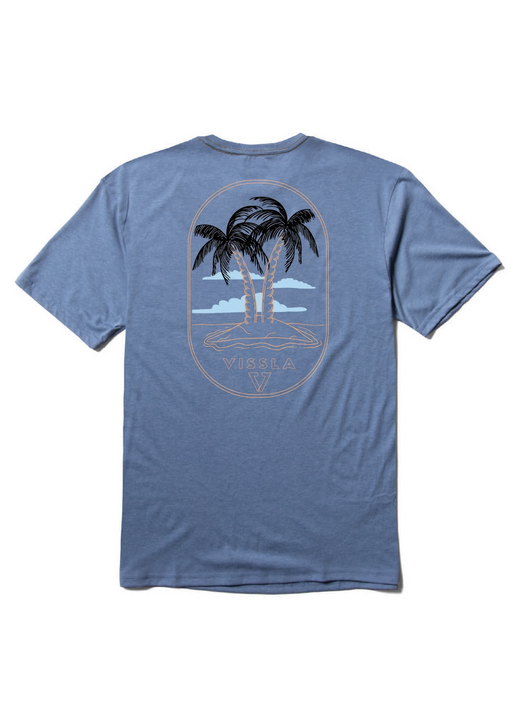 The Vissla Men's Twin Palms Comp Lite Eco Drirelease Tee in Blue
