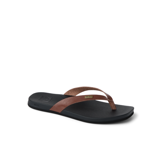 Reef Women's Cushion Lune Sandals Chocolate/Black bottom view