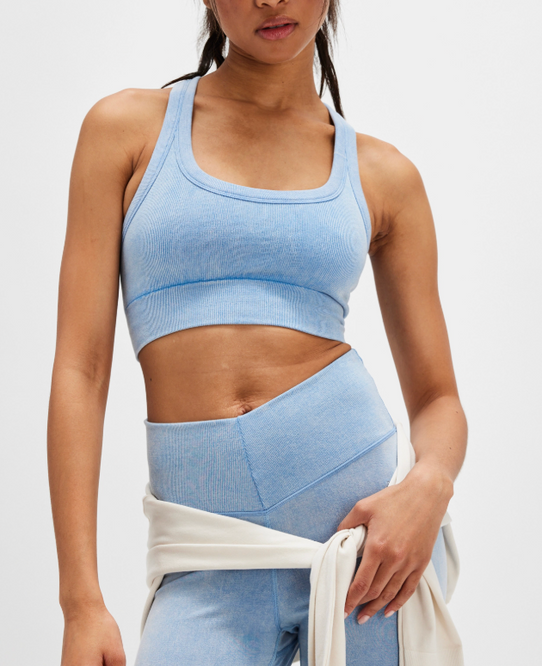 FP Movement Women's Go To Sports Bra in Washed Denim