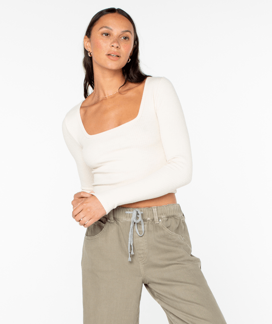 Roxy Women's Feelin Cozy Long Sleeve in Parchment
