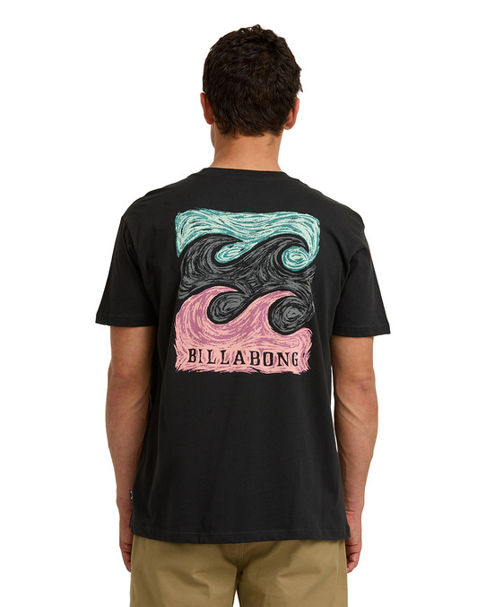 Billabong Men's Crayon Wave Premium T-Shirt in Washed Black