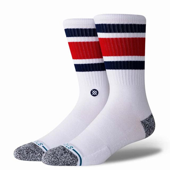 Stance Boyd Crew Socks in White and Red side view