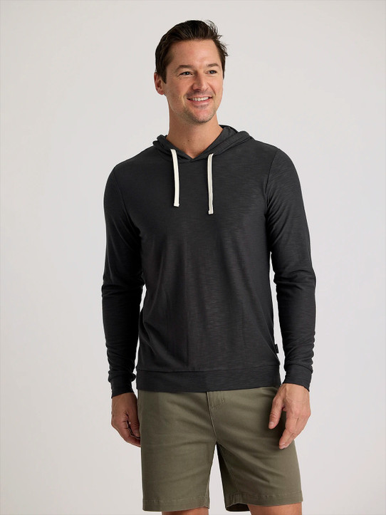 Free Fly Men's Bamboo II Slub Hoodie in Black Sands