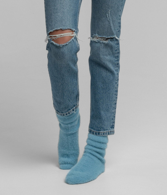 The Southern Shirt Women's Feather Knit Socks  in Chalky Blue