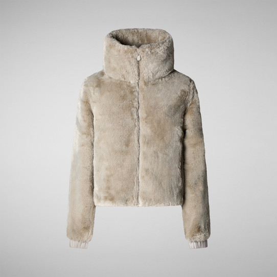 Save The Duck Women's Jeon Jacket in Rainy Beige full length