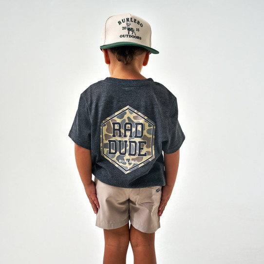 Burlebo Boys' Rad Dude Deer Camo Tee in Heather Black