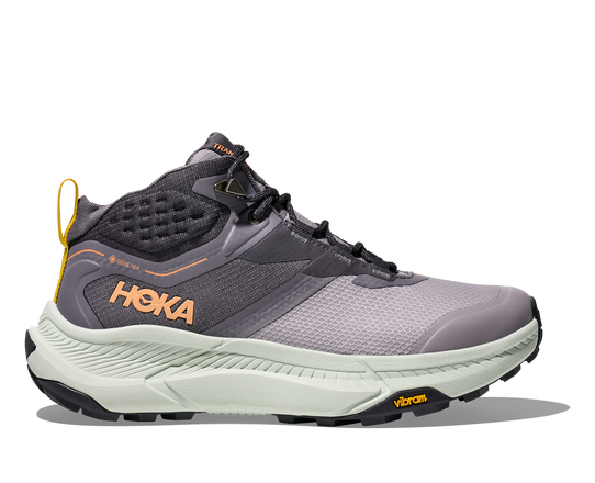 The Hoka Women's Transport Hike GTX Hiking Shoes in Grey Skies
