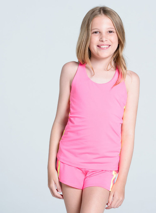 Lucky in Love Girls' Prisma Stripe Tank Top in Neon Pink Lucky in Love Girls' Prisma Stripe Tank Top in Neon Pink