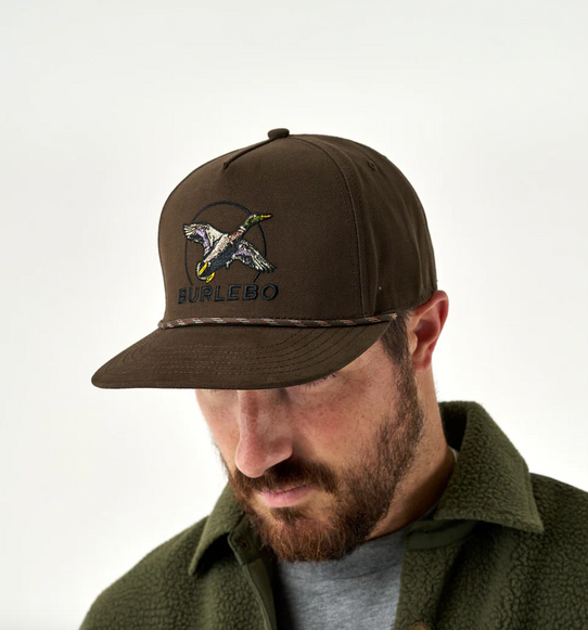 Burlebo Men's Fly By Snapback Hat in Brown back view