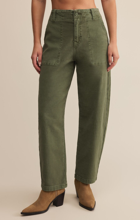 Z Supply Women's Olive Twill Pants in Hunter Green
