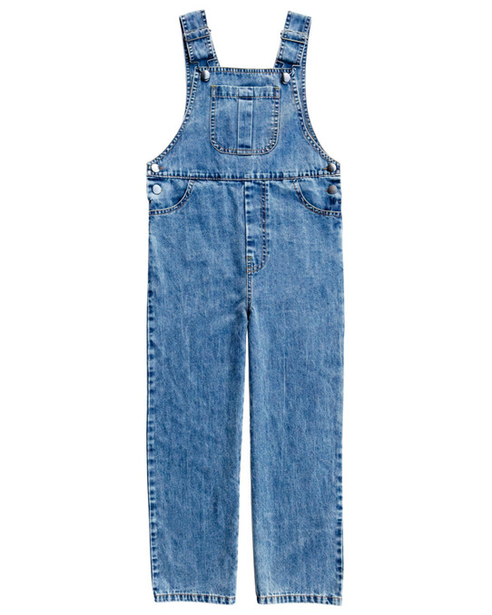 long sleeve striped logo T-shirt Girls' Heritage Denim Overall long sleeve striped logo T-shirt Girls' Heritage Denim Overall