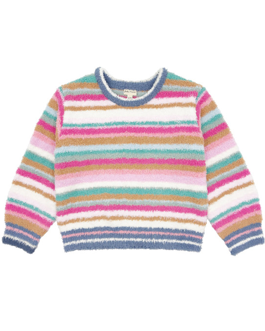 long sleeve striped logo T-shirt Girls' Dreamer Knit Top in Multi-color long sleeve striped logo T-shirt Girls' Dreamer Knit Top in Multi-color