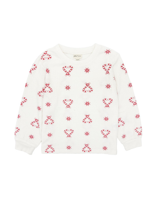 long sleeve striped logo T-shirt Girls' Anna Candy Cane Top long sleeve striped logo T-shirt Girls' Anna Candy Cane Top