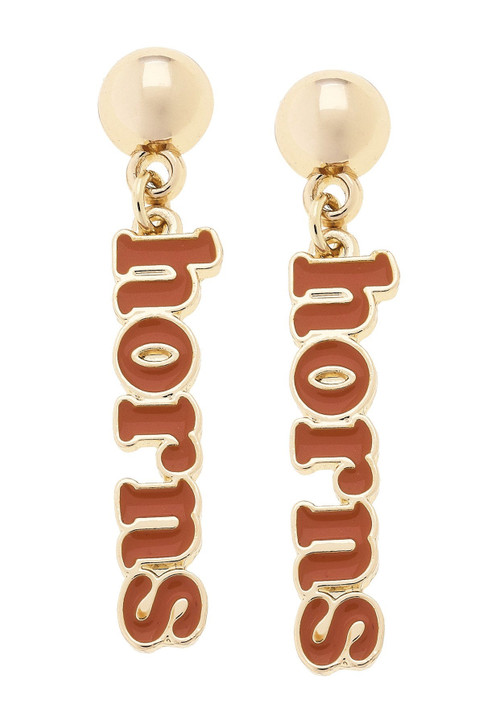 Canvas Style Texas Longhorns Slogan Earrings