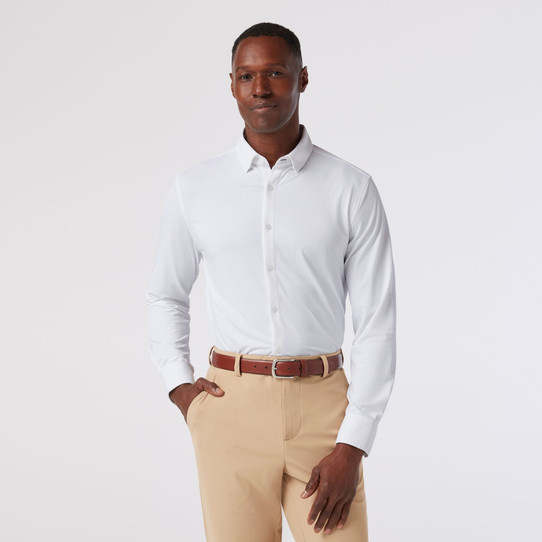 The Mizzen+Main Men's Haylard Long Sleeve Dress Shirt in White