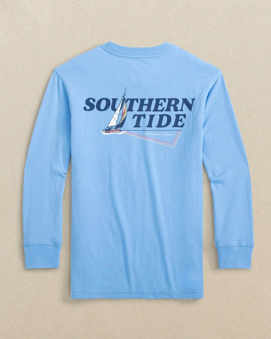 Southern Tide Boys' Retro Sail Long Sleeve T-Shirt in Ocean Channel