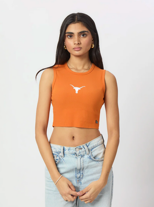 Hype and Vice Women's University of Texas Cut Off Tank in Burnt Orange back view