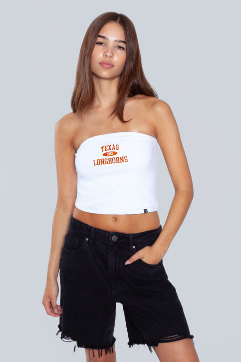 Hype and Vice Women's Texas Longhorns Tube Top in White side view