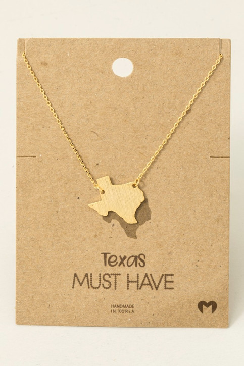 Fame Texas State Pendant Necklace Gold layered view