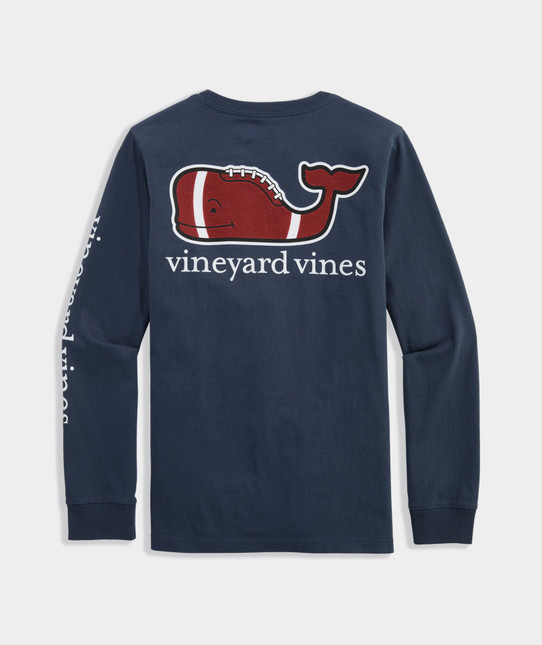 The Vineyard Vines Boys' Football Whale Longsleeve Pocket Tee