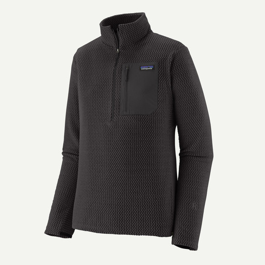 Patagonia Men's R1 Air Fleece Zip-Neck Pullover in Black