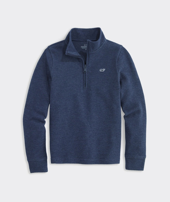 Vineyard Vines Boys' Saltwater Quarter-Zip Pullover in Deep Navy side detail