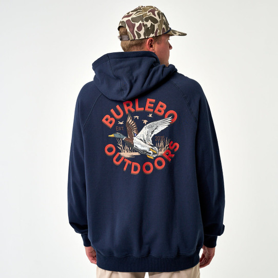 Burlebo Men's Old School Duck Hunt Fleece Hoodie in Navy