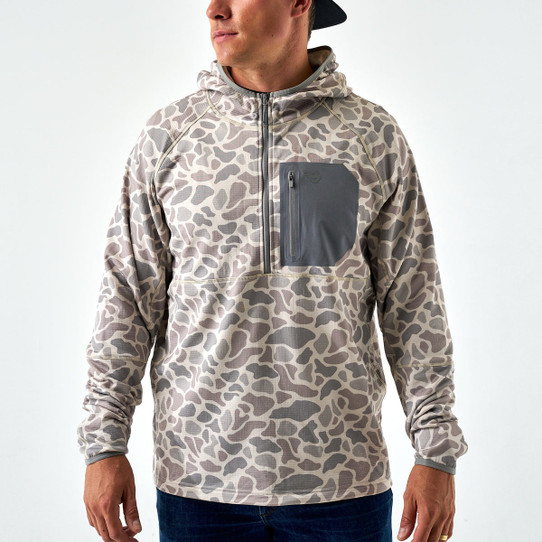 Burlebo Men's Blaze Tech Quarter Zip Pullover in Classic Deer Camo Burlebo Men's Blaze Tech Quarter Zip Pullover in Classic Deer Camo
