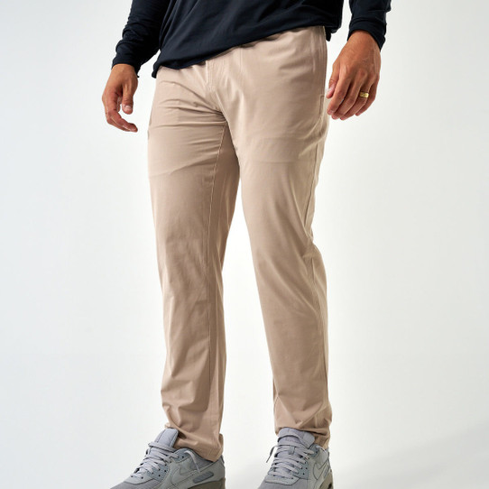 Burlebo Men's Performance Pant Cobblestone Khaki flat lay