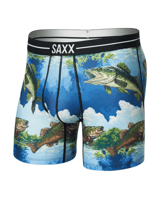 SAXX Men's Volt Breathable Mesh Boxer Brief in Bitmap Big Mouth / Multi