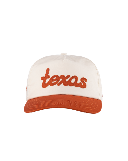 The Mañana Texas Two-Tone Snapback Hat in Cream and Orange
