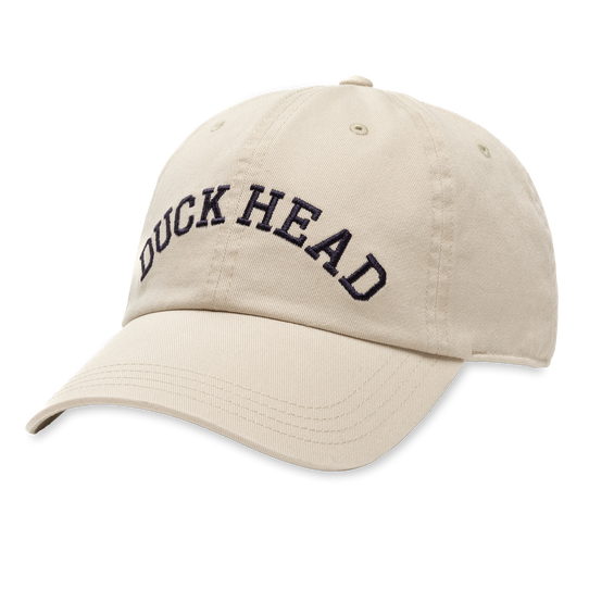 The Duck Head Gold School Twill Strapback Hat in Stone Khaki