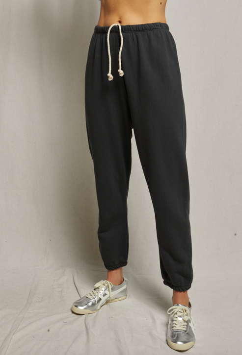 perfectwhitetee Women's Johnny French Terry Easy Sweatpants in Vintage Black full length
