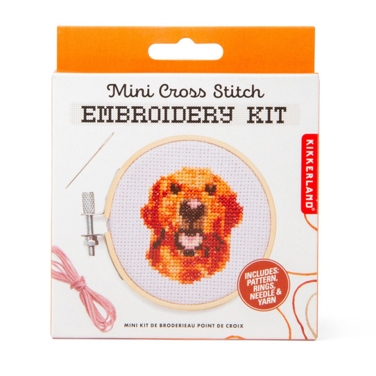 Kikkerland Mini Cross Stitch Embroidery Kit - Dog
