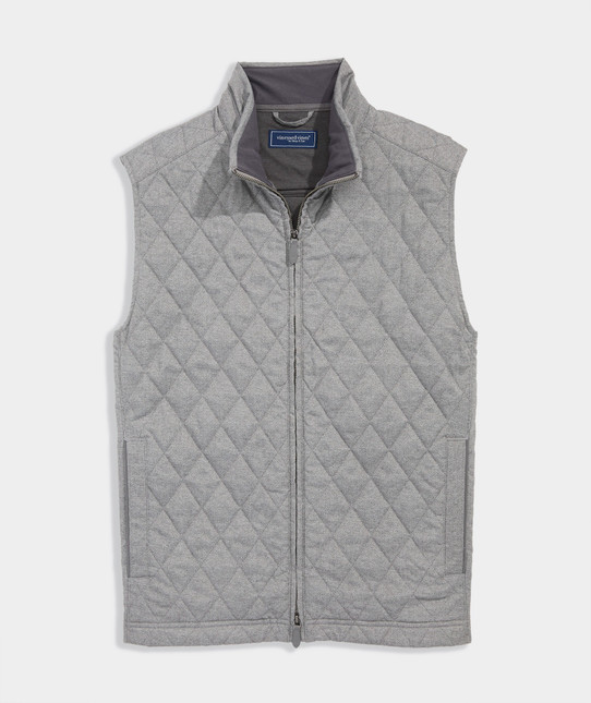 The Vineyard Vines Men's Herringbone Dorset Quilted Vest in Ultimate Grey