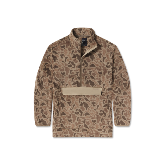 The Southern Marsh Men's Wadsworth Fleece Pullover in Khaki and Retro Camo