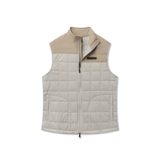 Southern Marsh Men's Falcon Hill Quilted Vest in Tan angled view