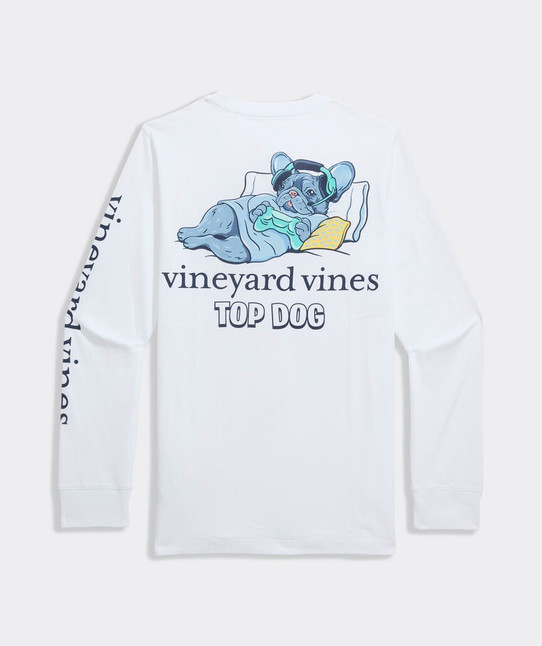 The Vineyard Vines Boys' Top Dog Longsleeve Pocket Tee in White The Vineyard Vines Boys' Top Dog Longsleeve Pocket Tee in White