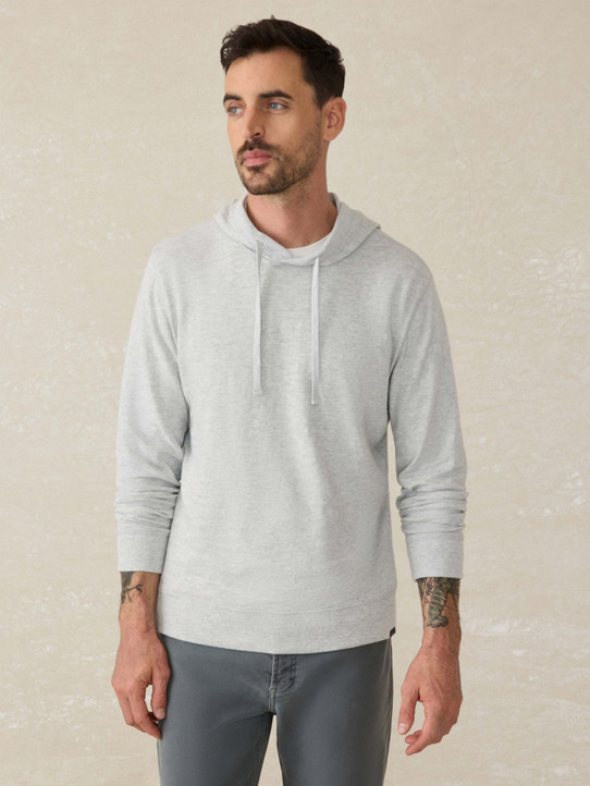 Faherty Men's Sunwashed Midweight Organic Hoodie in Light Grey Heather